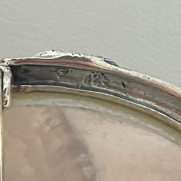 Mother of pearls & Marcasite Cameo brooch 925 Sterling Silver - Picture 8 of 10